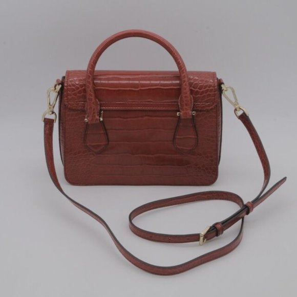 MICHAEL KORS Croc Embossed Red Leather Satchel Leather Bag Handbag Purse - Picture 4 of 9